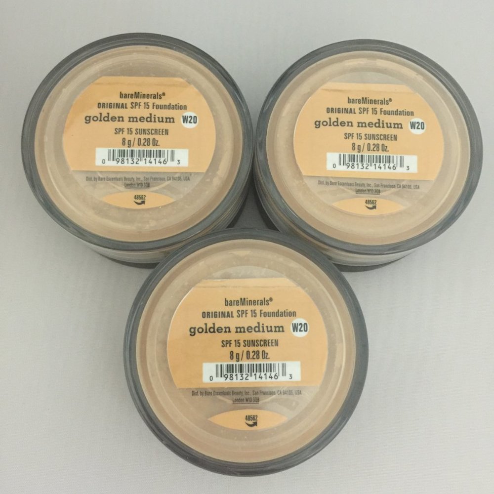 #NWT bareMinerals SPF15 Original Foundation Golden Medium W20 8g/0.28oz Lot of 3